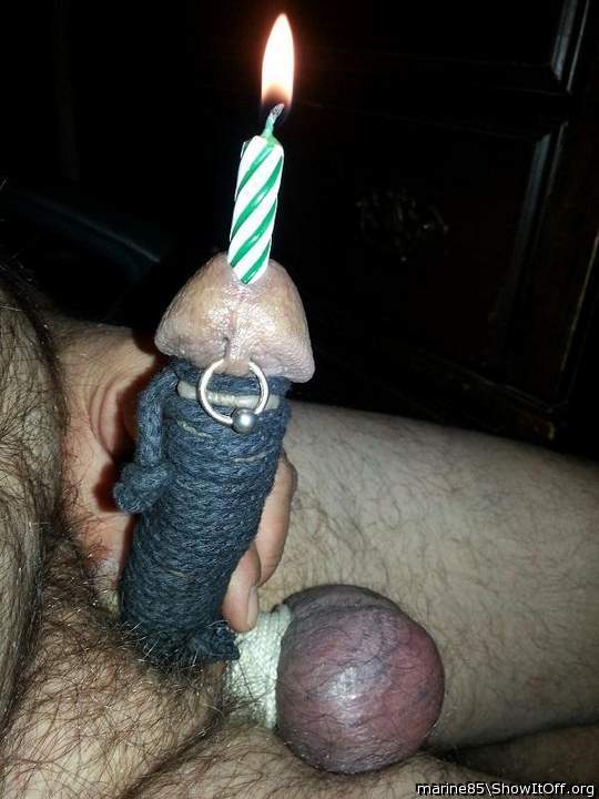 Tied cock, balls with candle