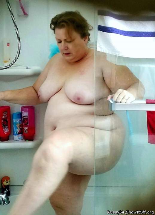 Christine Krug time to get out of the shower. See her fat body.