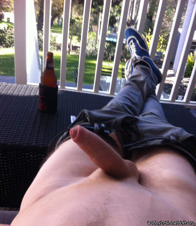 Out on the balcony - wonder if the neighbours can see? :-)