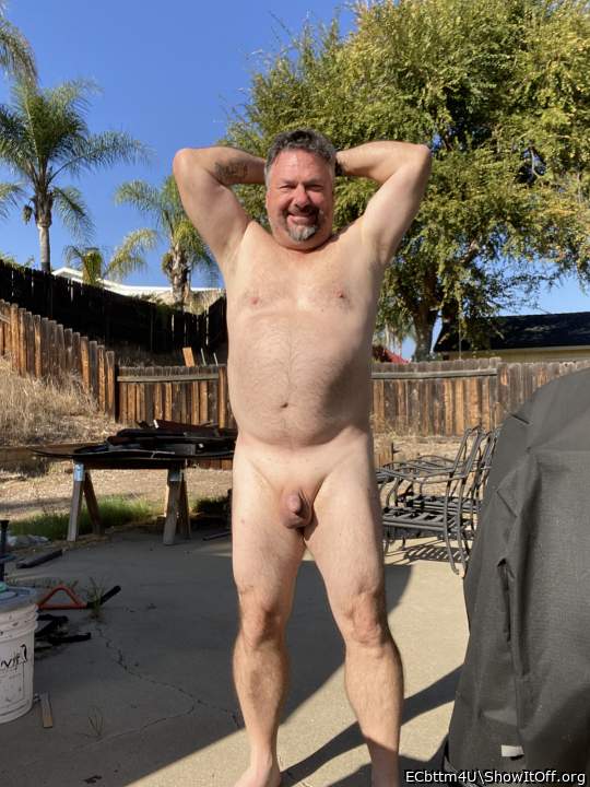 Nude in the backyard