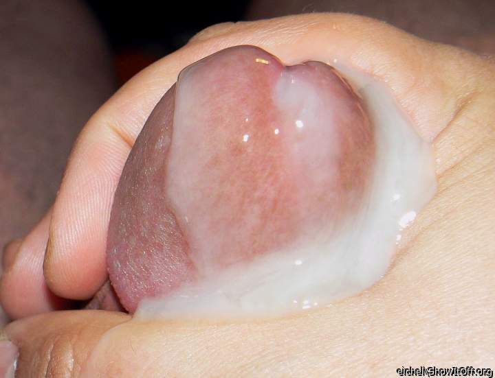 close up of my cum covered glans