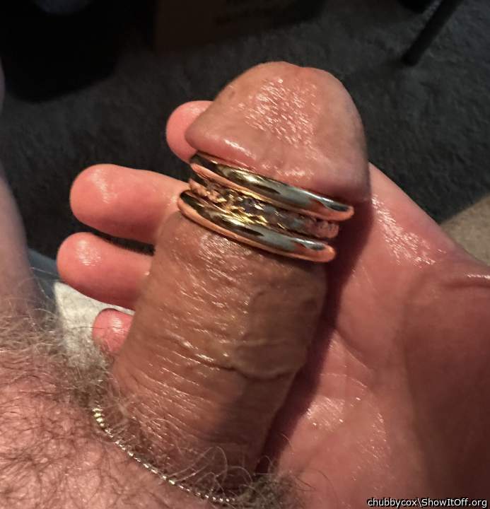 40mm cock ring at the base of my penis.  That's THICK!