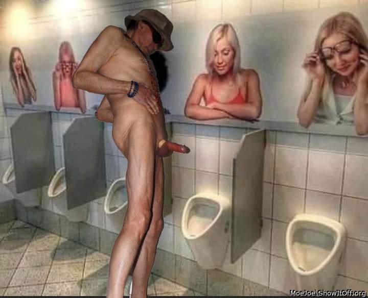 C'mon guys step up to a urinal and show gals what ya got !