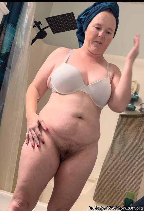 Getting dressed with just bra on