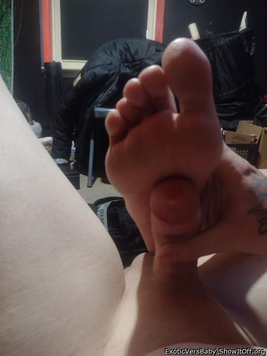 Giving myself a footjob with my soft sexy soles