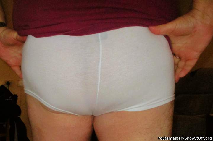 My arse accentuated in tight white briefs