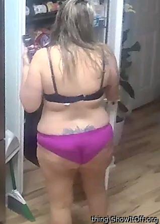 Wife waking around in bra and panties
