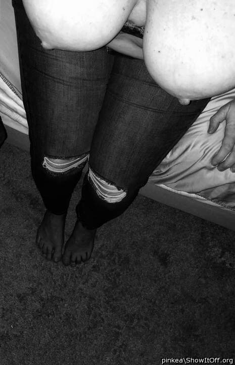 This is such a hot pic...your tits and feet are such a turn-